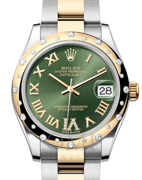 Rolex Datejust 278273-31mm Stainless Steel and Yellow Gold Watch With Two Tone Yellow Gold Oyster Bracelet and Domed Diamond Bezel