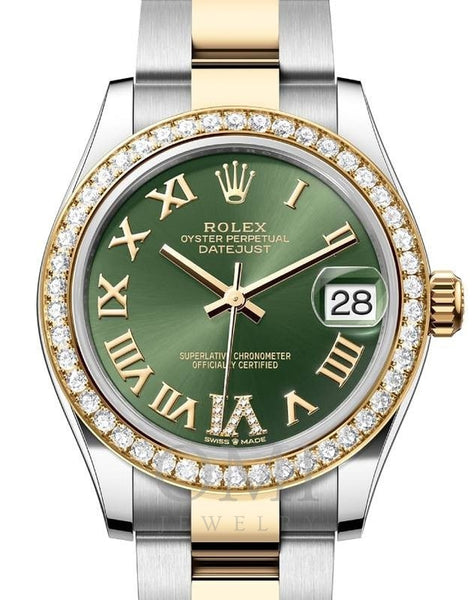 Rolex Datejust 31mm Yellow Gold and Stainless Steel Watch With Two Tone Oyster Bracelet And Diamond Dial