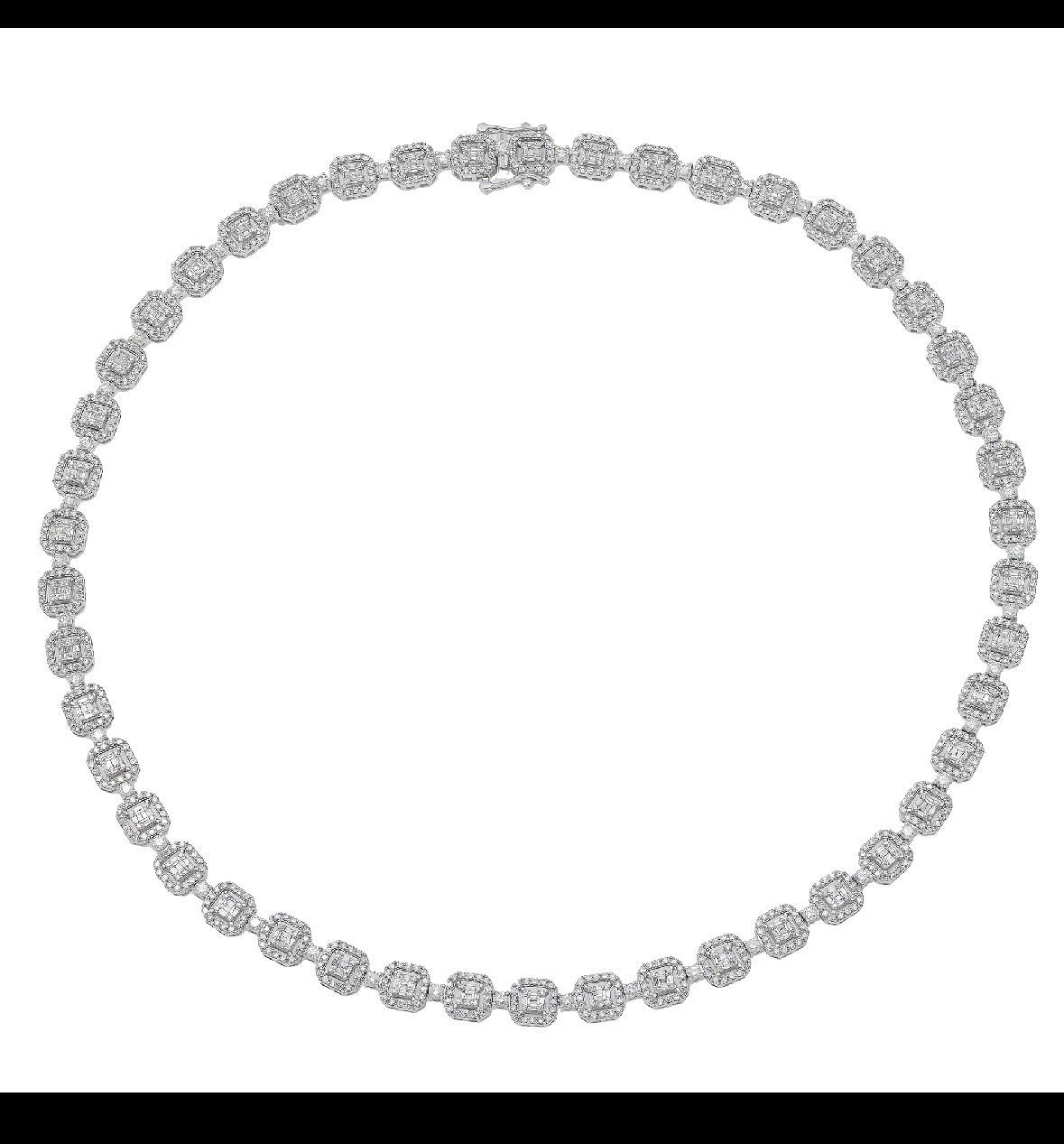 10K GOLD BAGUETTE AND ROUND ILLUSION SET DIAMOND 7.5MM CHAIN 8.53 CT 18 inch white gold