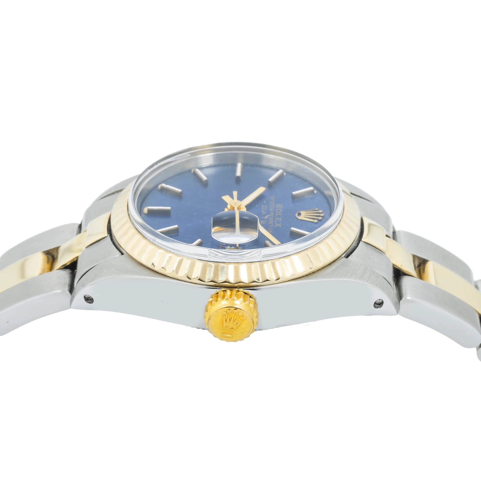Rolex Datejust 26MM 69173 Blue Dial Fluted Bezel Two Tone Yellow Gold Oyster Bracelet