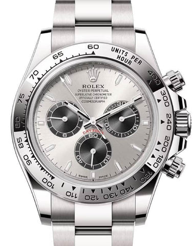 ROLEX DAYTONA WHITE GOLD BRIGHT BLACK DIAL 126509 WITH PRESIDENT WHITE GOLD OYSTER BRACELET