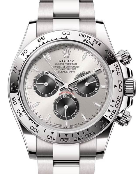 ROLEX DAYTONA WHITE GOLD BRIGHT BLACK DIAL 126509 WITH PRESIDENT WHITE GOLD OYSTER BRACELET