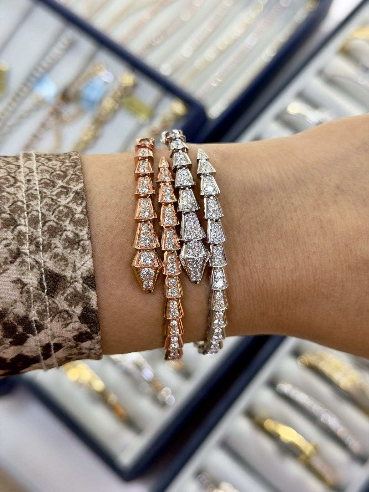 18k gold diamond bracelet white and rose