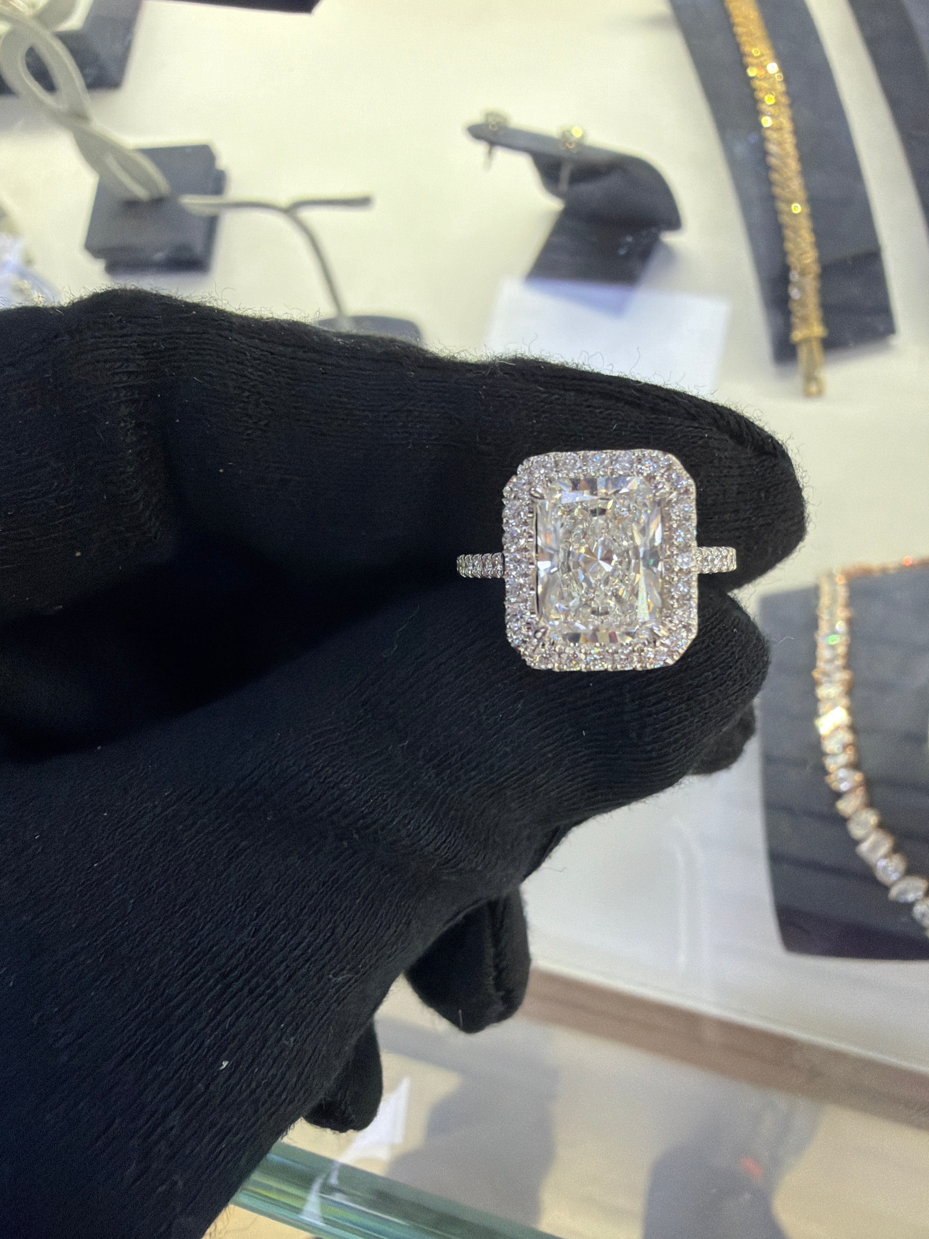 3ct center diamond lab certified white gold setting
