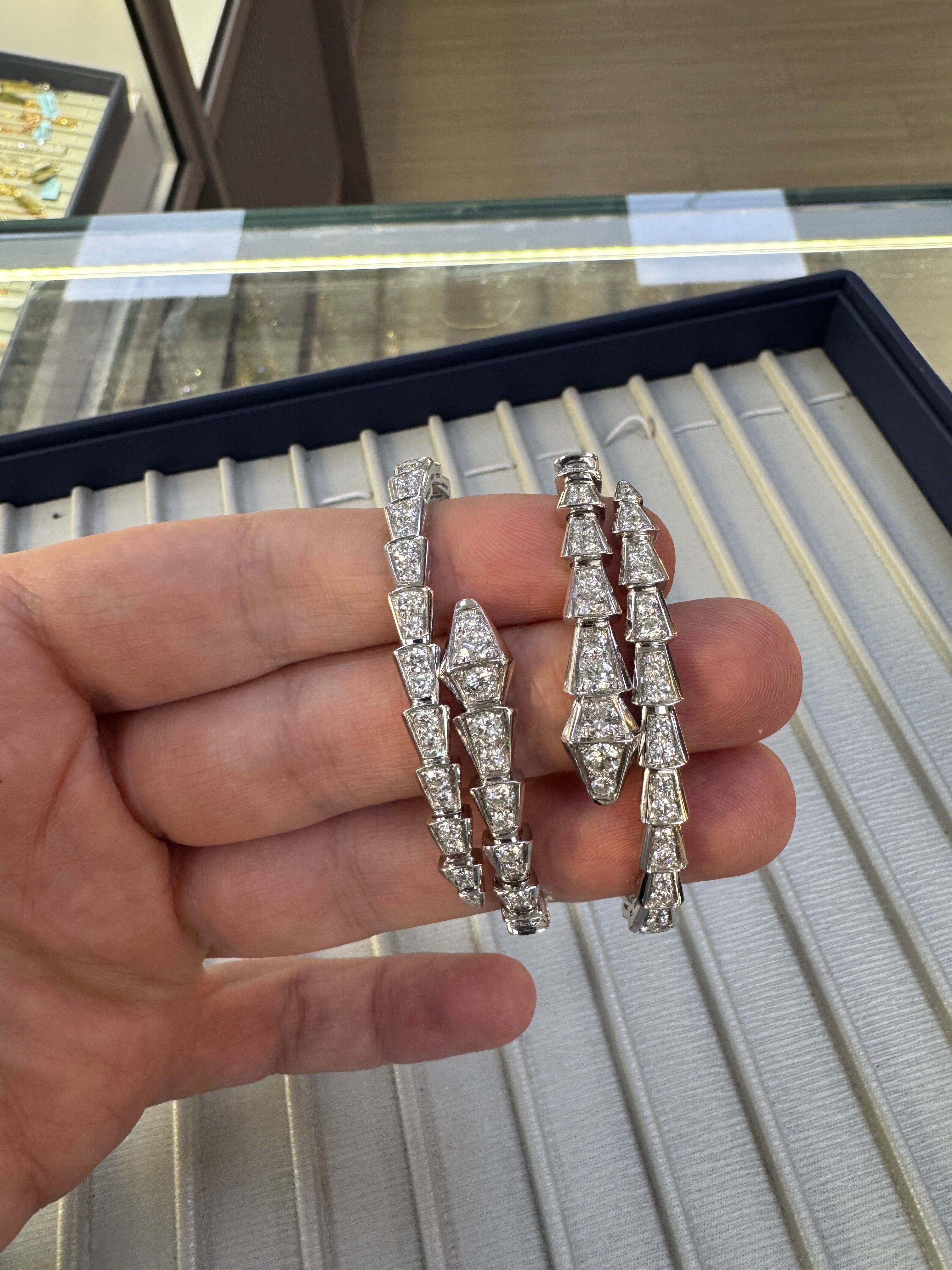 2 white gold bracelets all diamonds