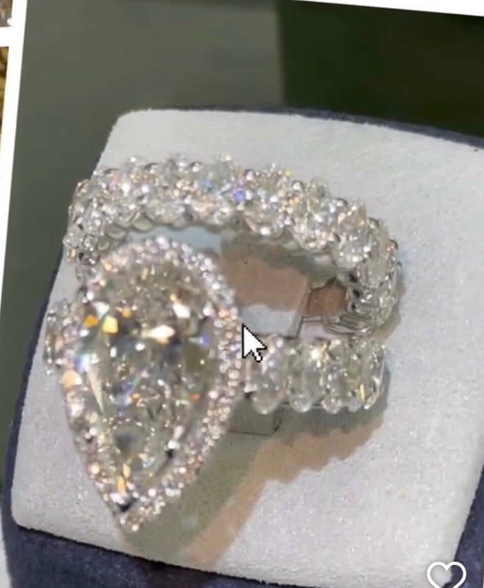 8ct total diamonds lab certified engagement 2pcs ring size 7 1/4