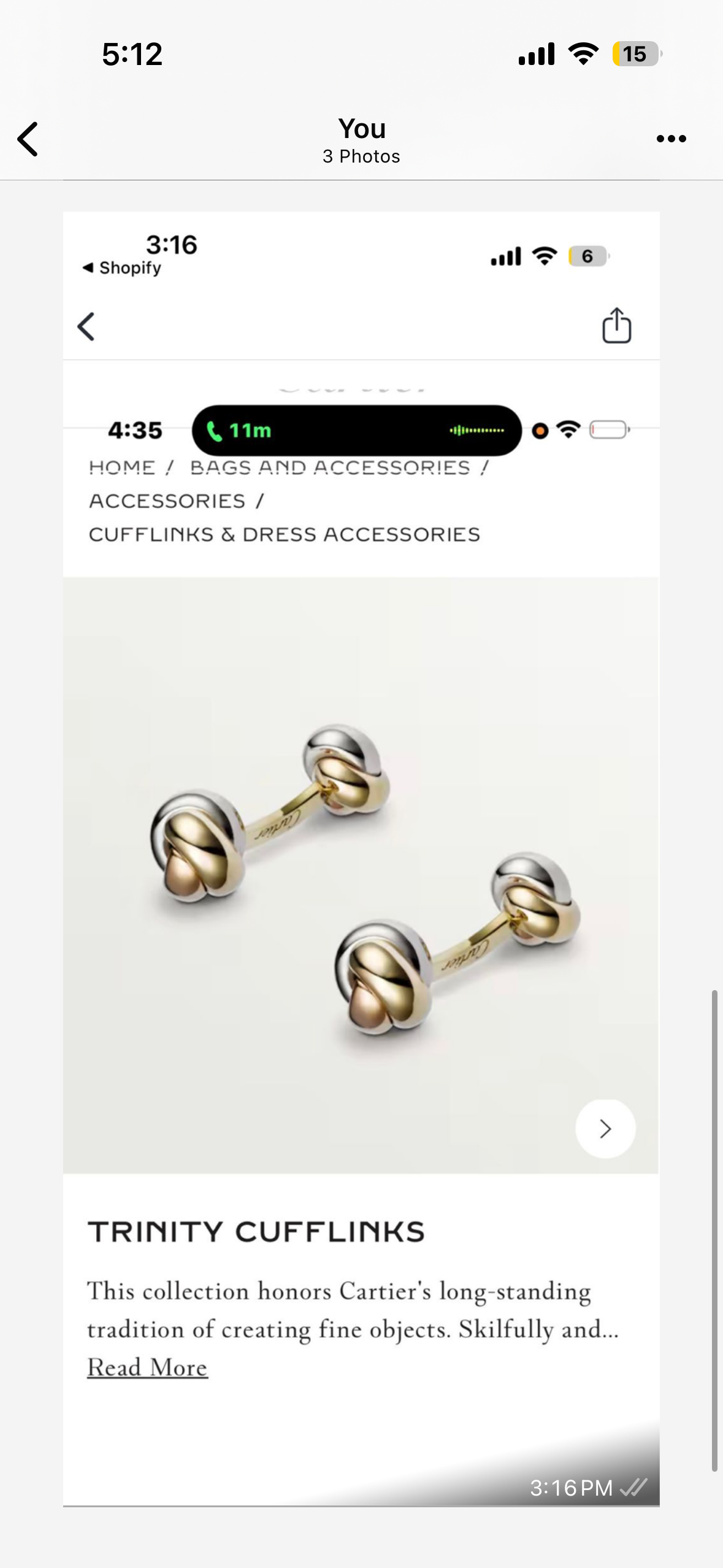 18k gold cufflinks trinity pendant and bracelet