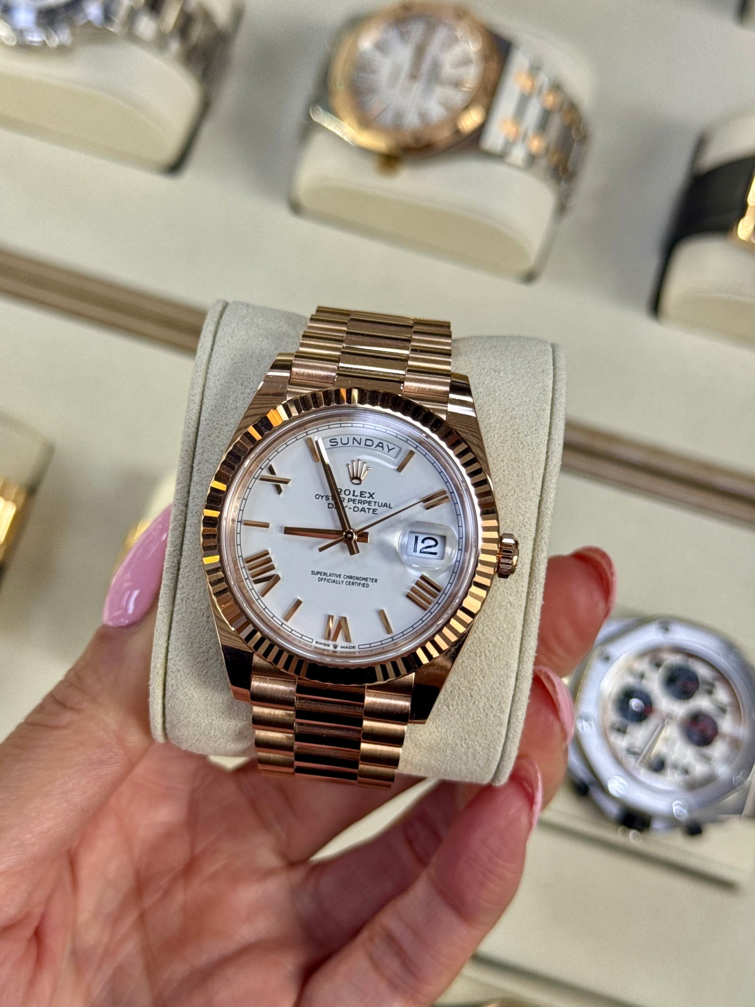 3 rose gold day dates