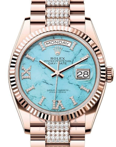 ROLEX DAY-DATE 36 PRESIDENT ROSE GOLD TURQUOISE 