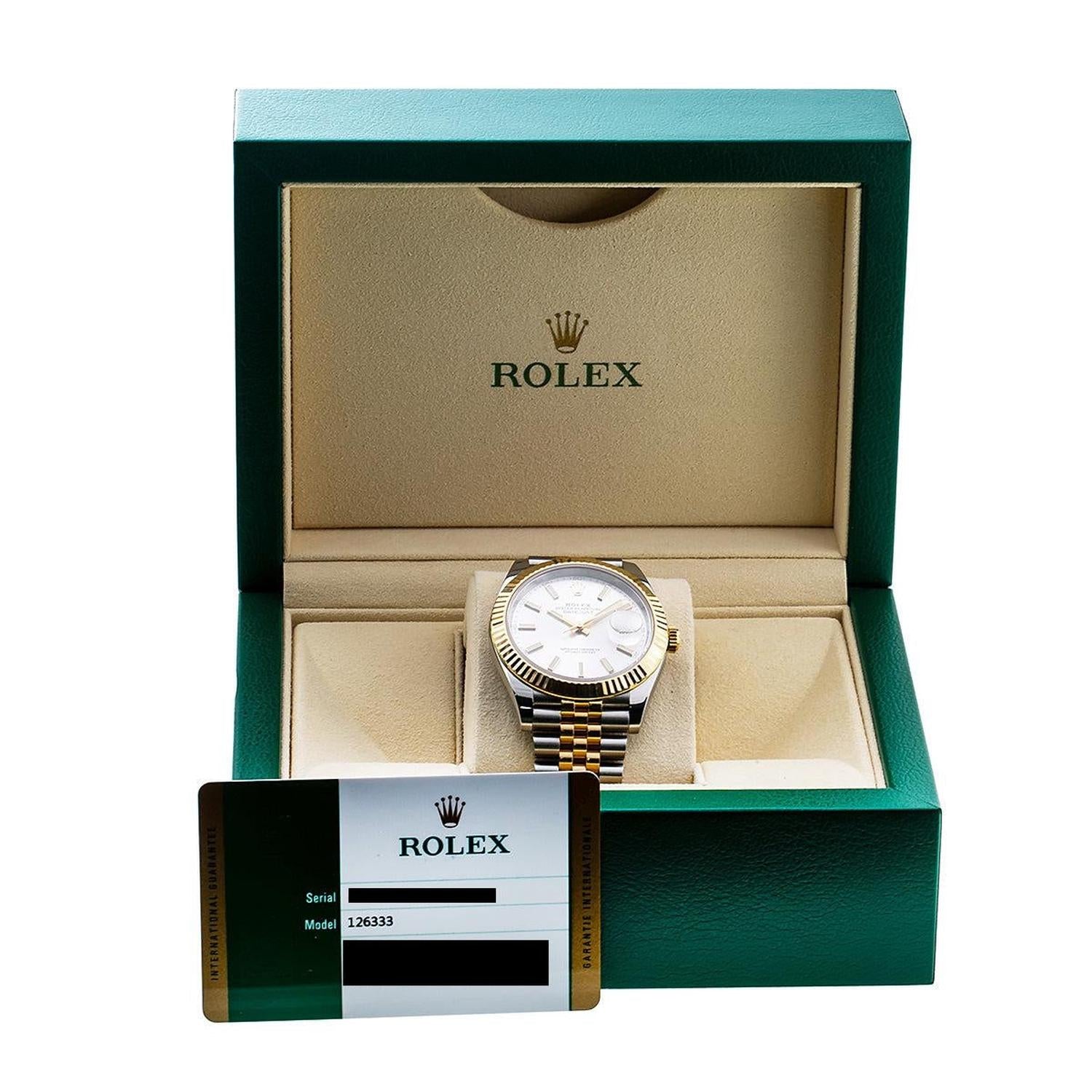 Rolex Datejust 41MM 126333 Silver Dial Fluted Bezel Two Tone Yellow Gold Jubilee Bracelet