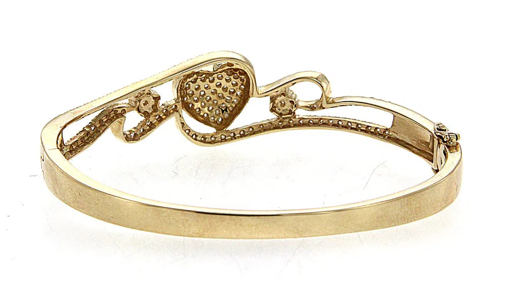 14K GOLD ROUND CUT DIAMONDS HEART BRACELET 2.00 CT