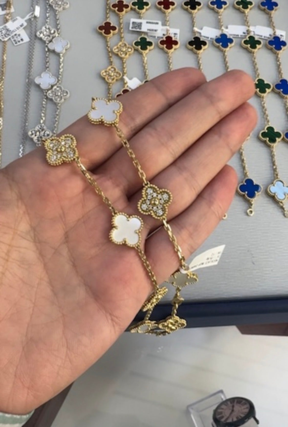 18k yellow gold clover 10motif neckalce