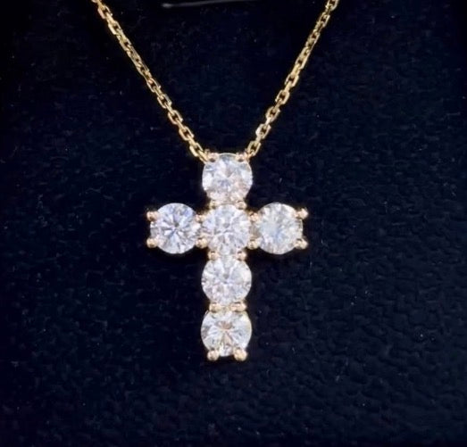 Yellow gold lab grown cross