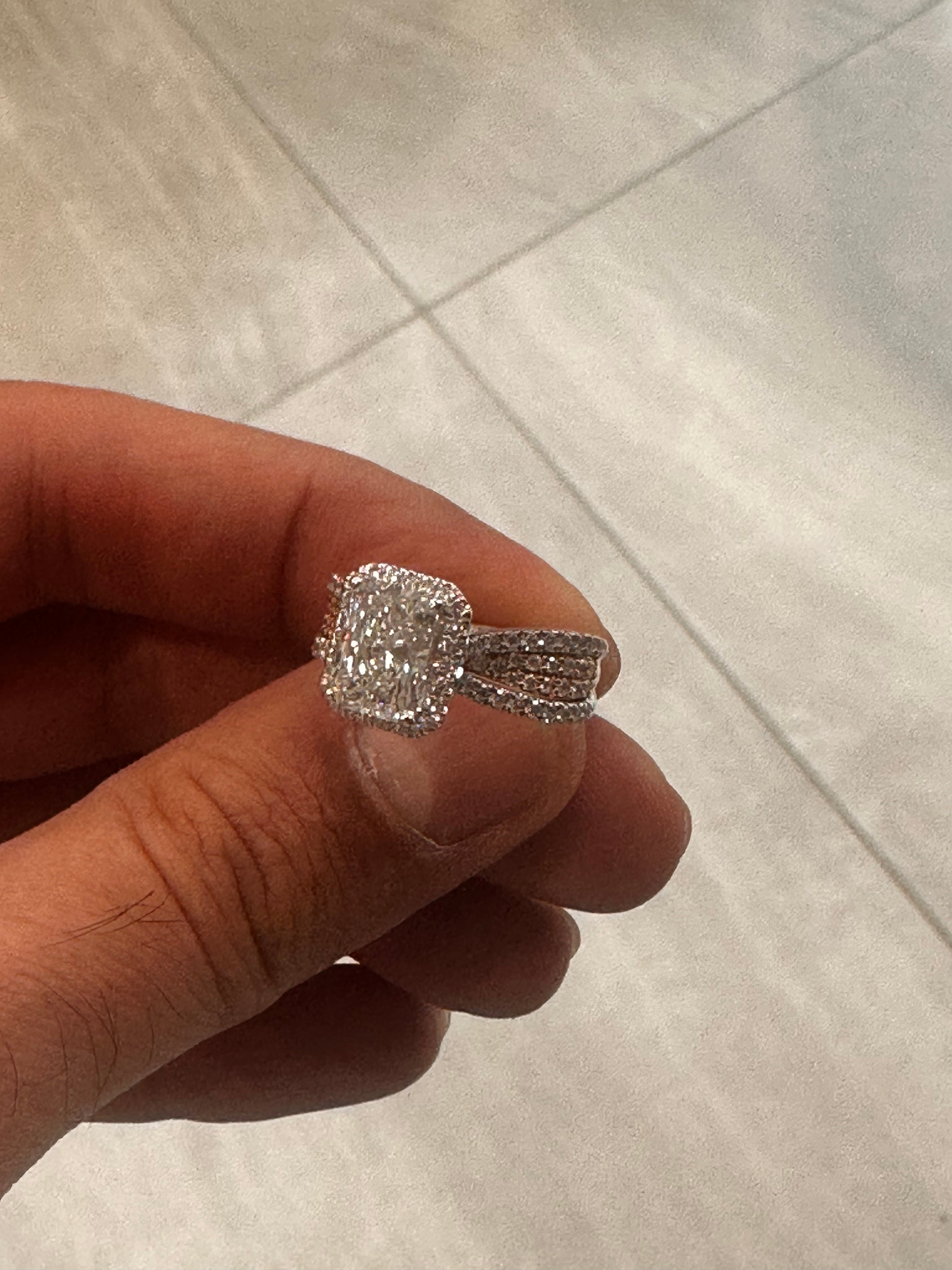 3ct total diamonds ring 14k white gold size 9
