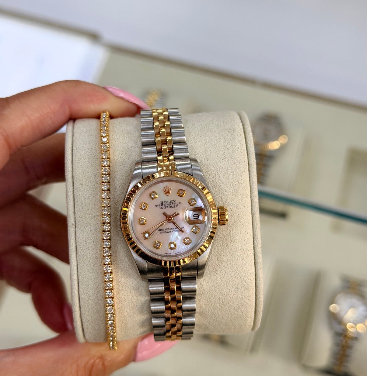 Rolex gmt tt 2017 , tennis bracelet lab diamonds , two tone 26mm