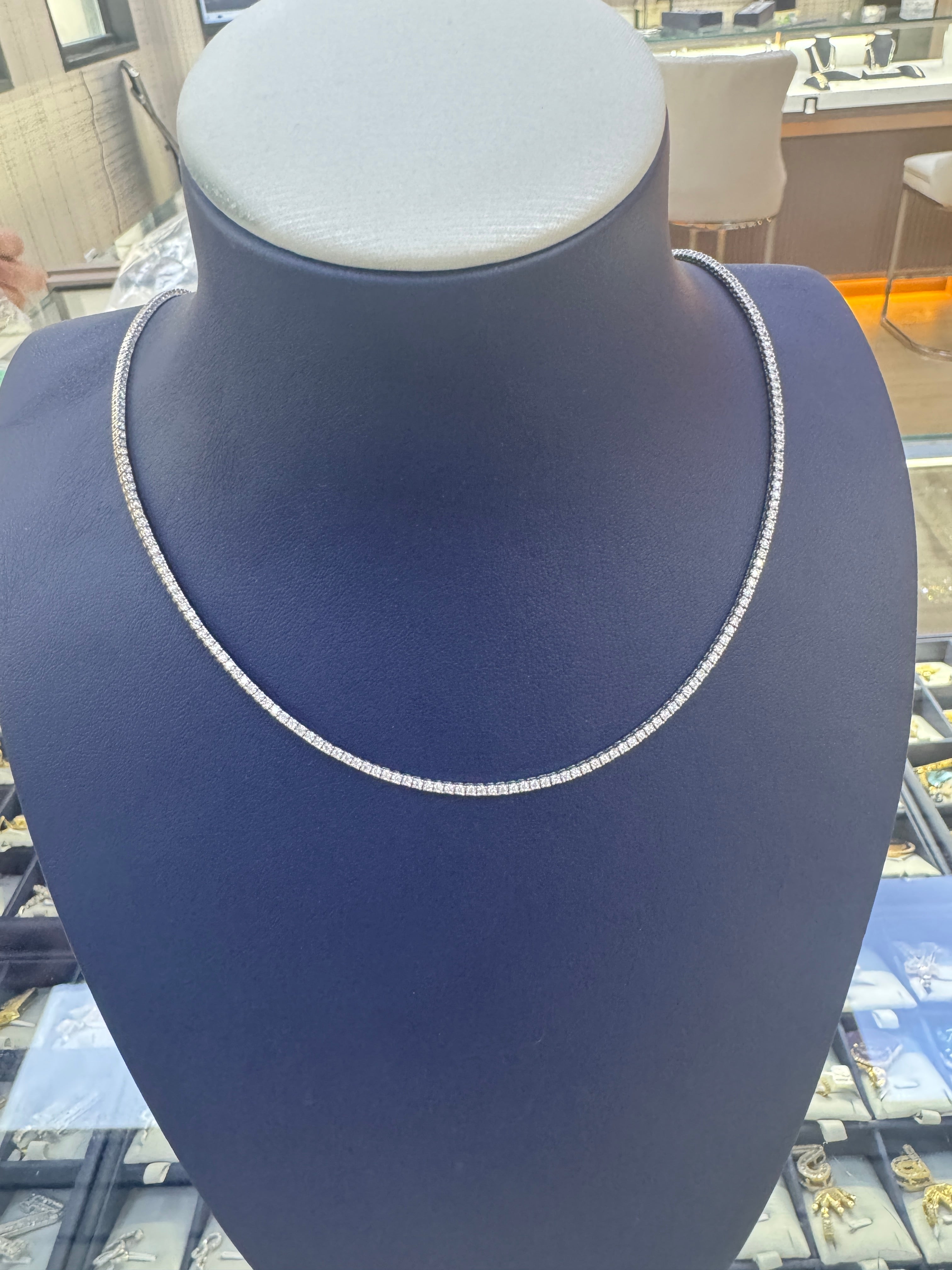 White gold lab diamond tennis 16”