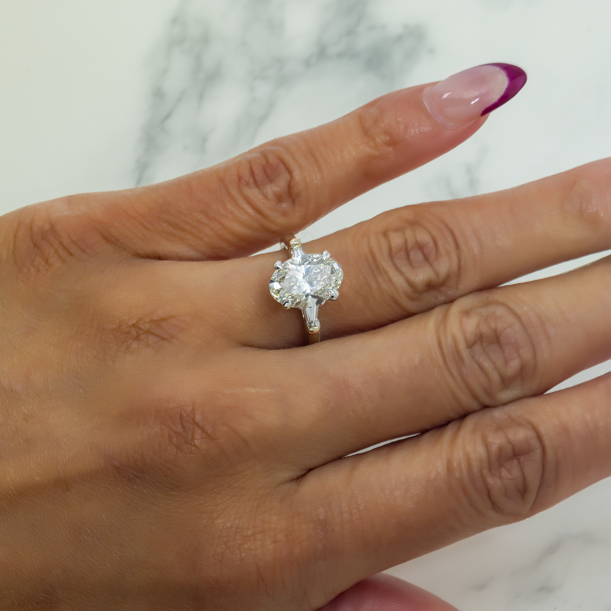 14K GOLD OVAL SOLITAIRE DIAMOND ENGAGEMENT RING 3.20 CTW