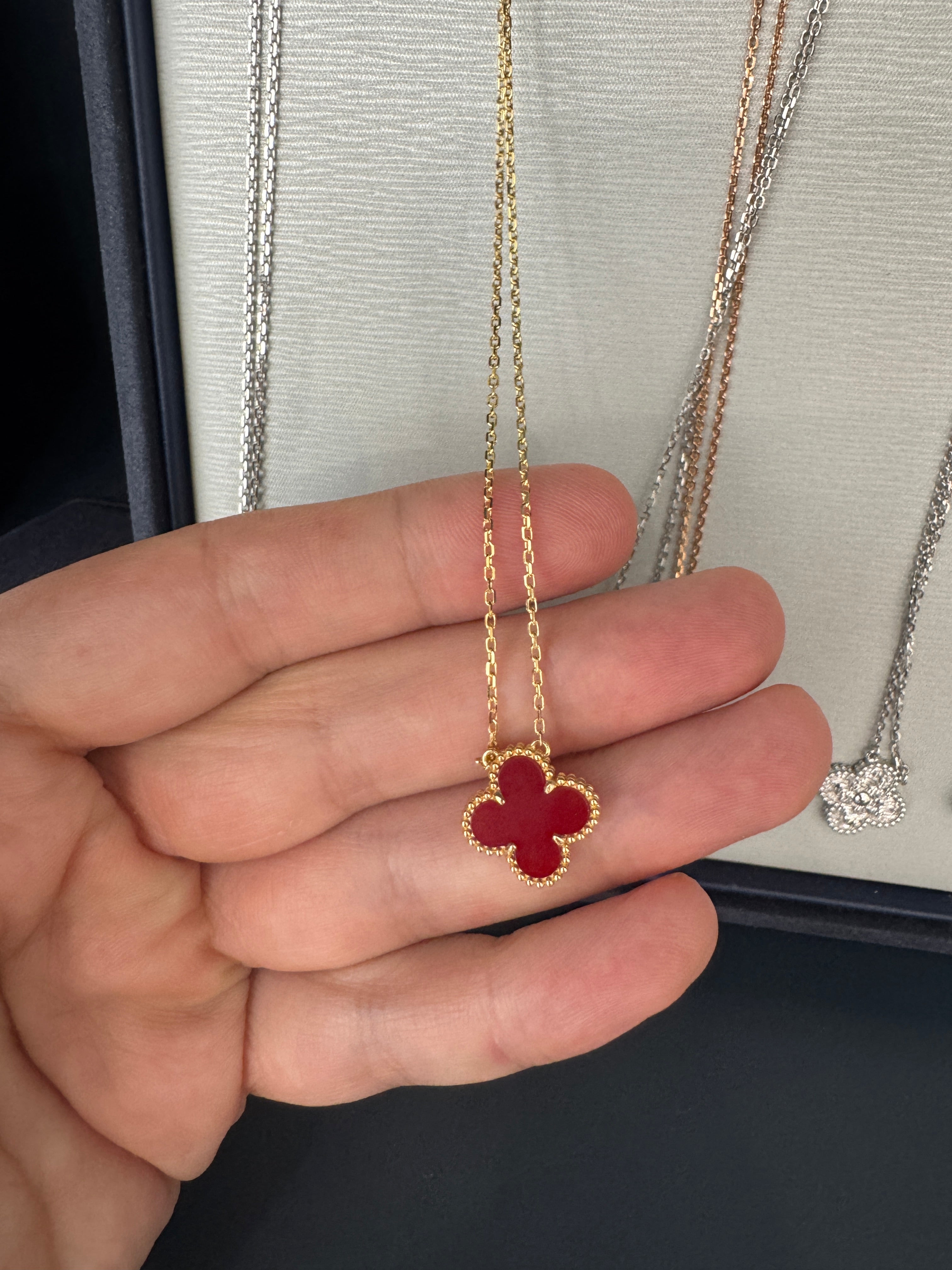 18k red clover necklace