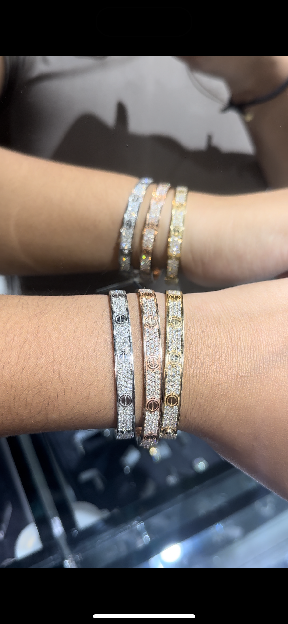 PPL AD - 18k Love Bangle 3 Row Pave Diamonds and Diamonds on Love Logo with Stamps