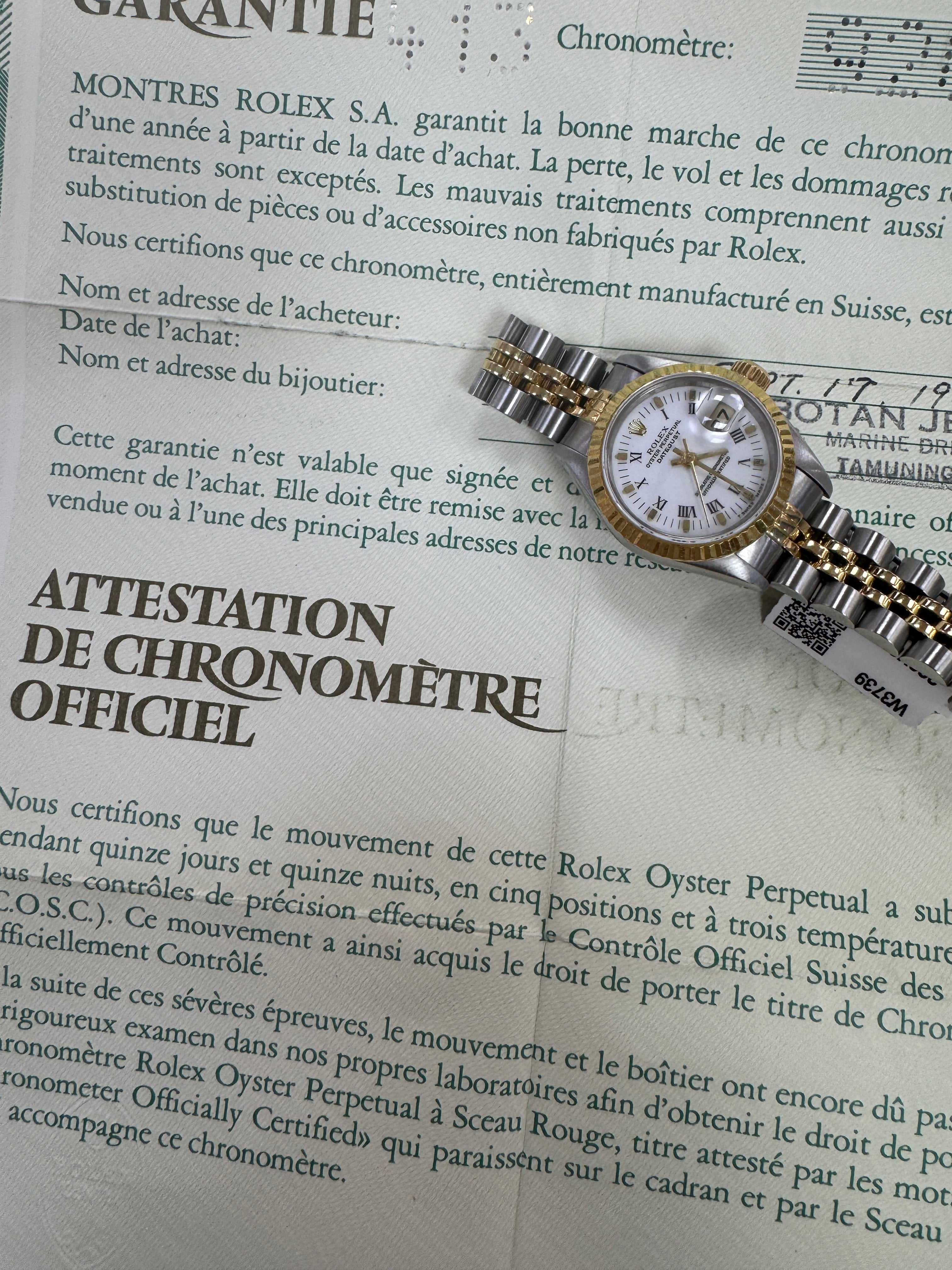 Rolex 26mm two tone 69173 include papers