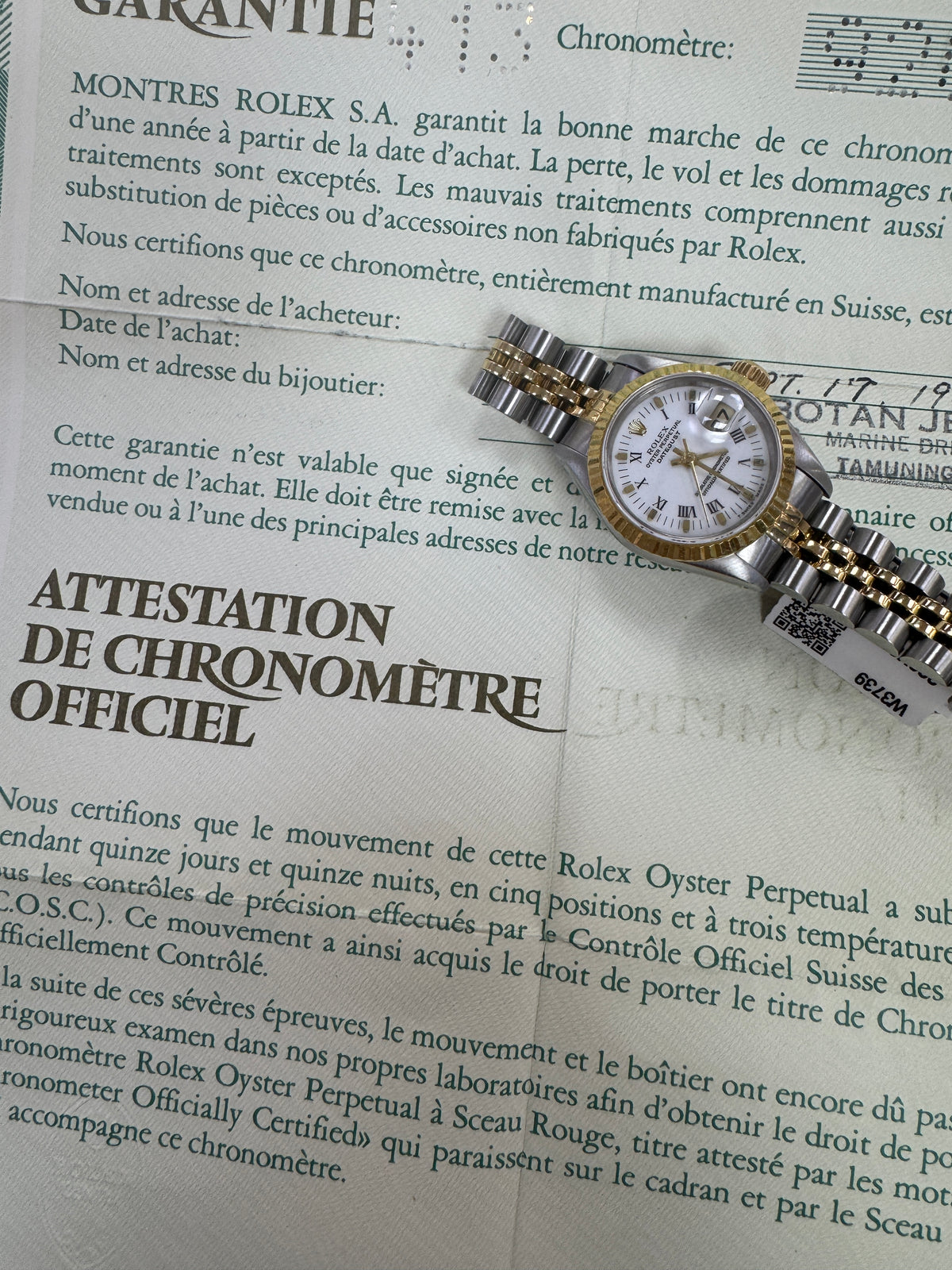 Rolex 26mm two tone 69173 include papers