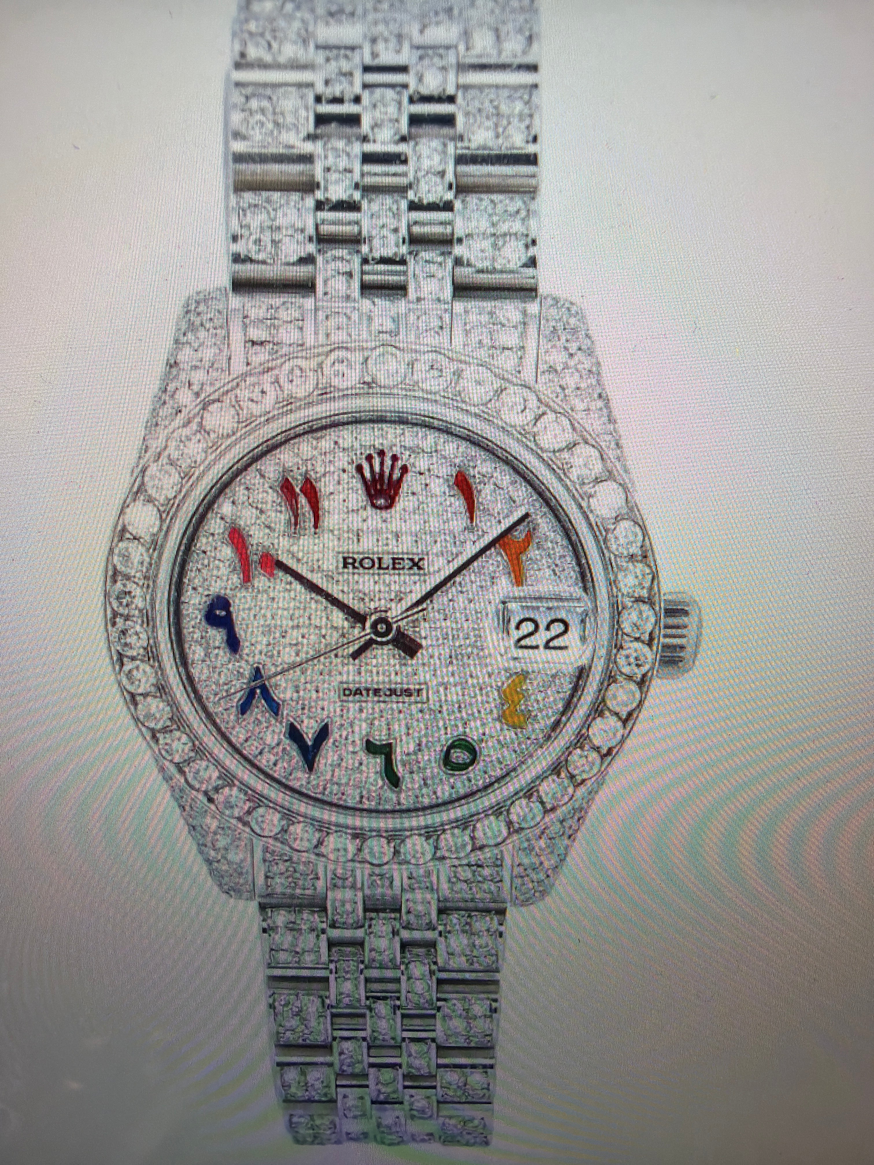 Payment link for new style 6 digit reference 31mm full diamonds ss rainbowArabic dial