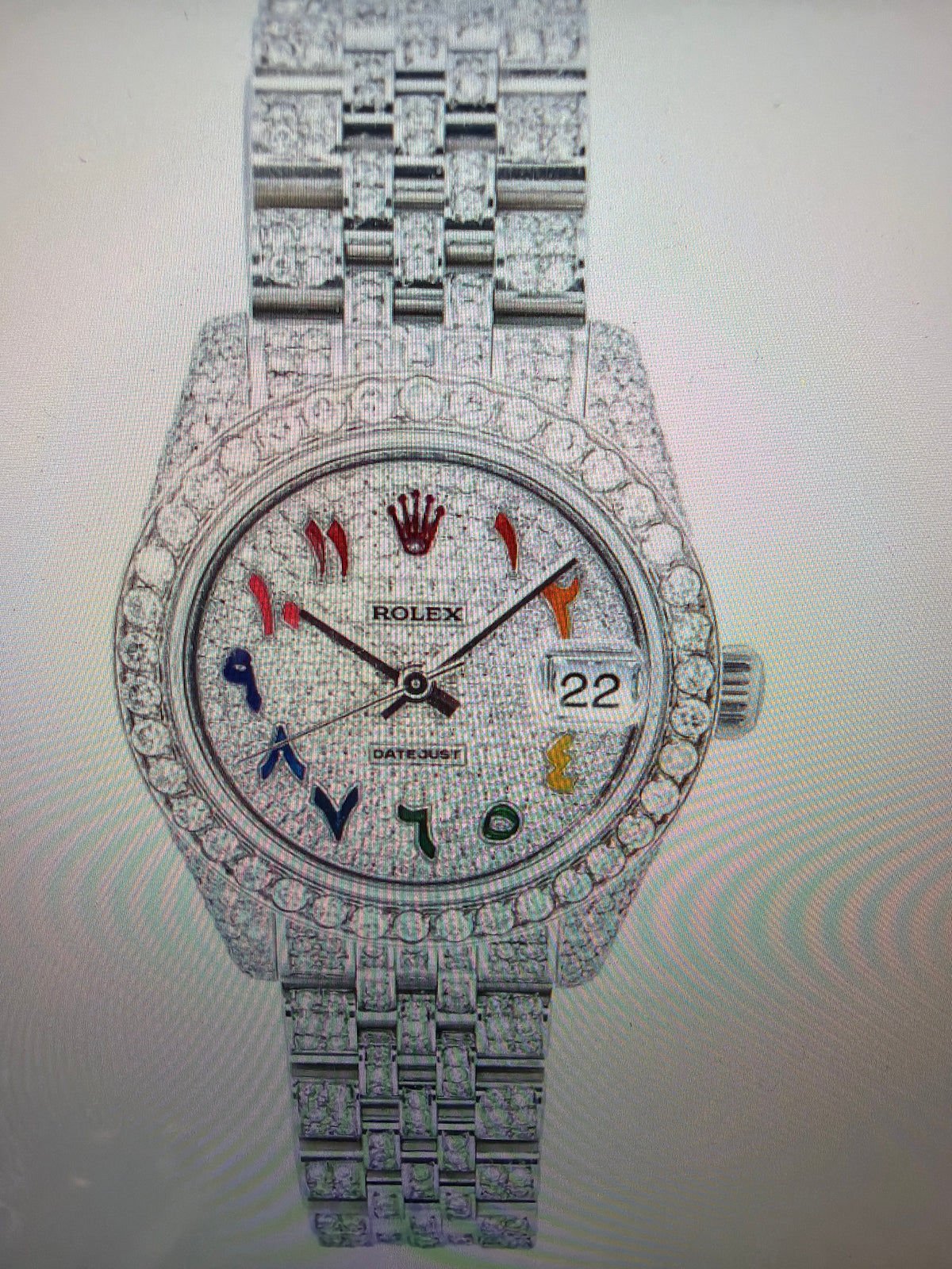 Payment link for new style 6 digit reference 31mm full diamonds ss rainbowArabic dial