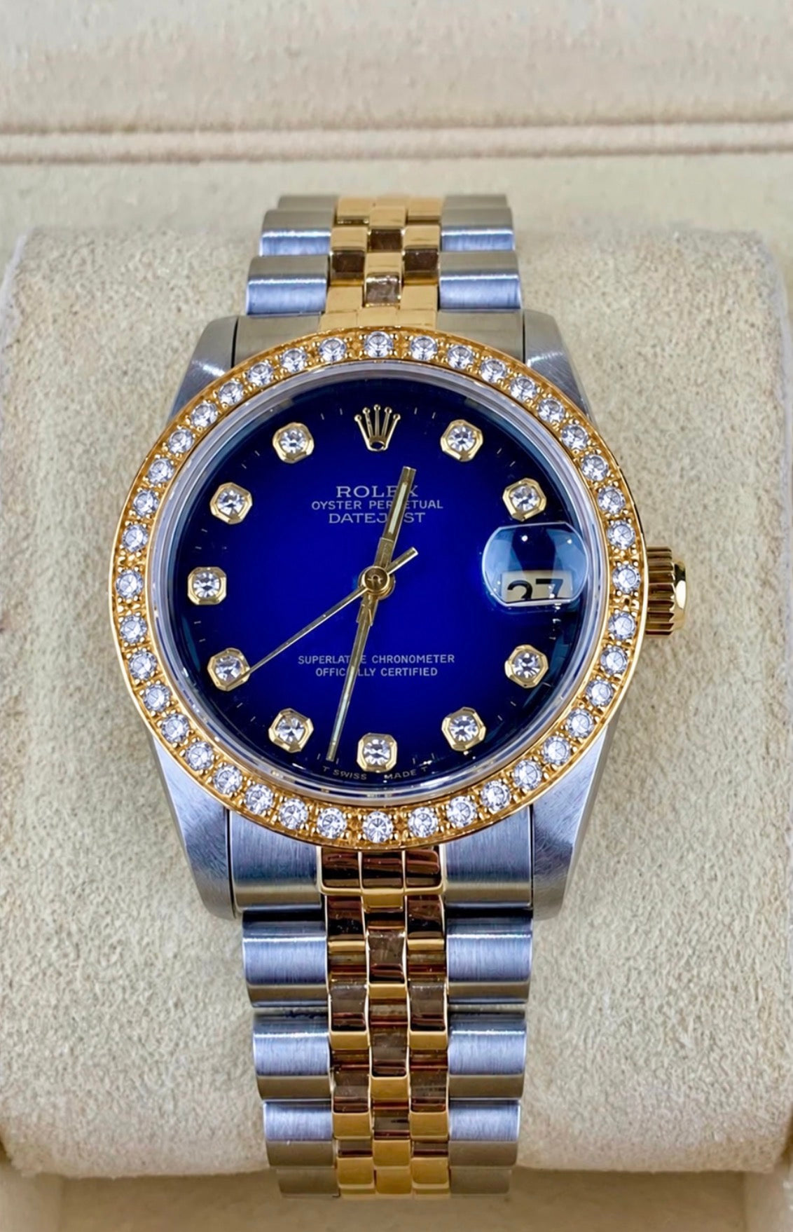 Rolex 2 tone 31mm 68273 custom diamomd dial and bezel
