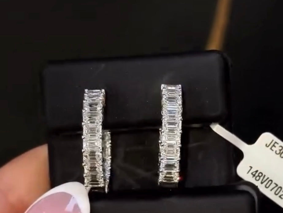 14k white gold lab grown emerald earrings