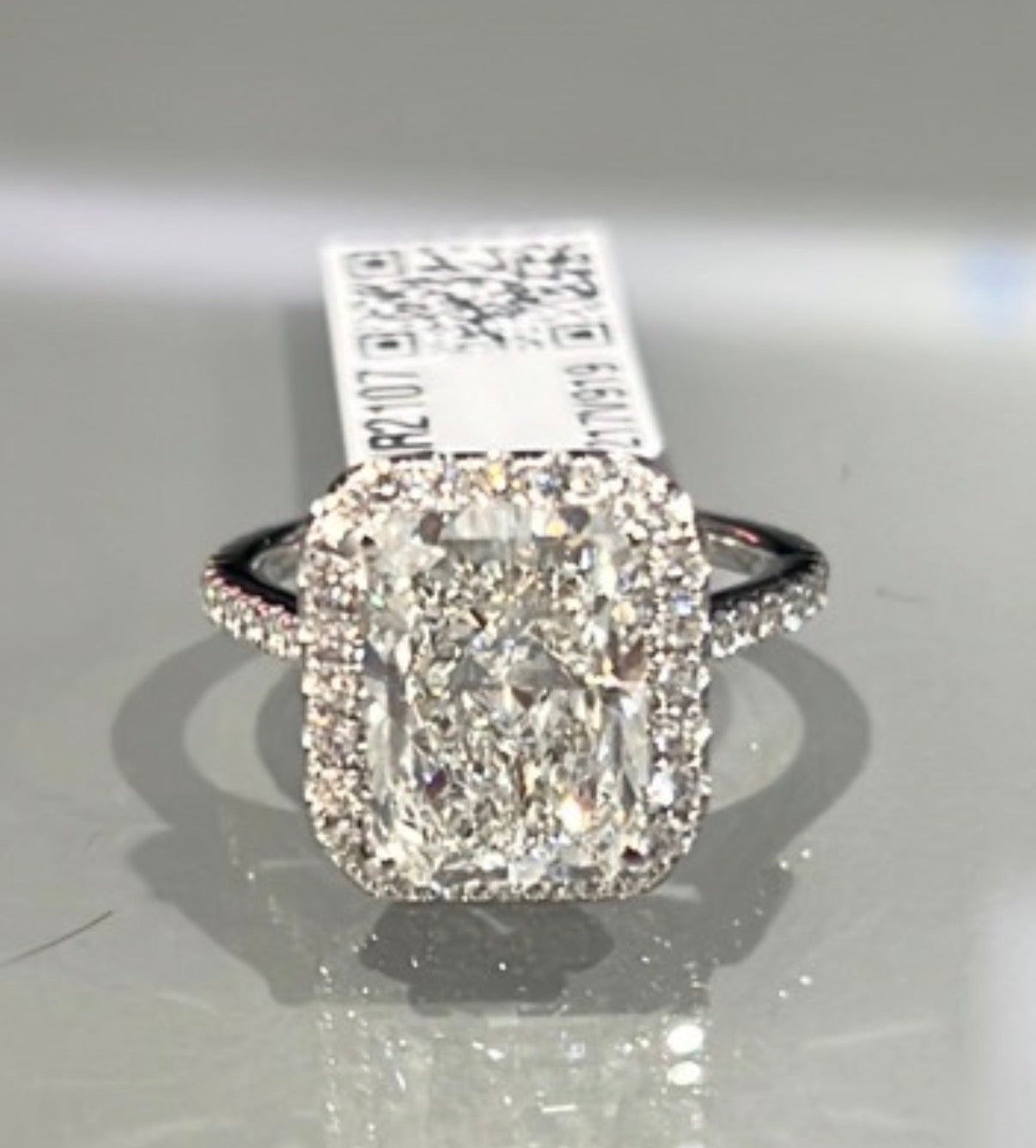 5.02ct center diamond lab certified 18k white gold size 5