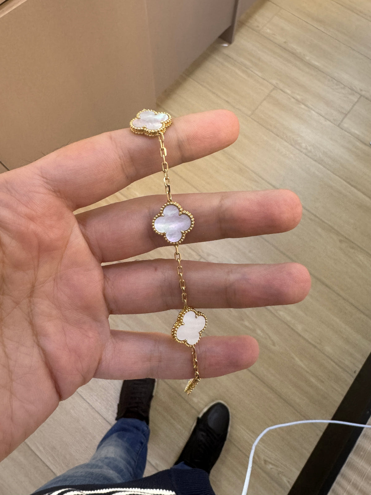 18k pearl clover bracelet