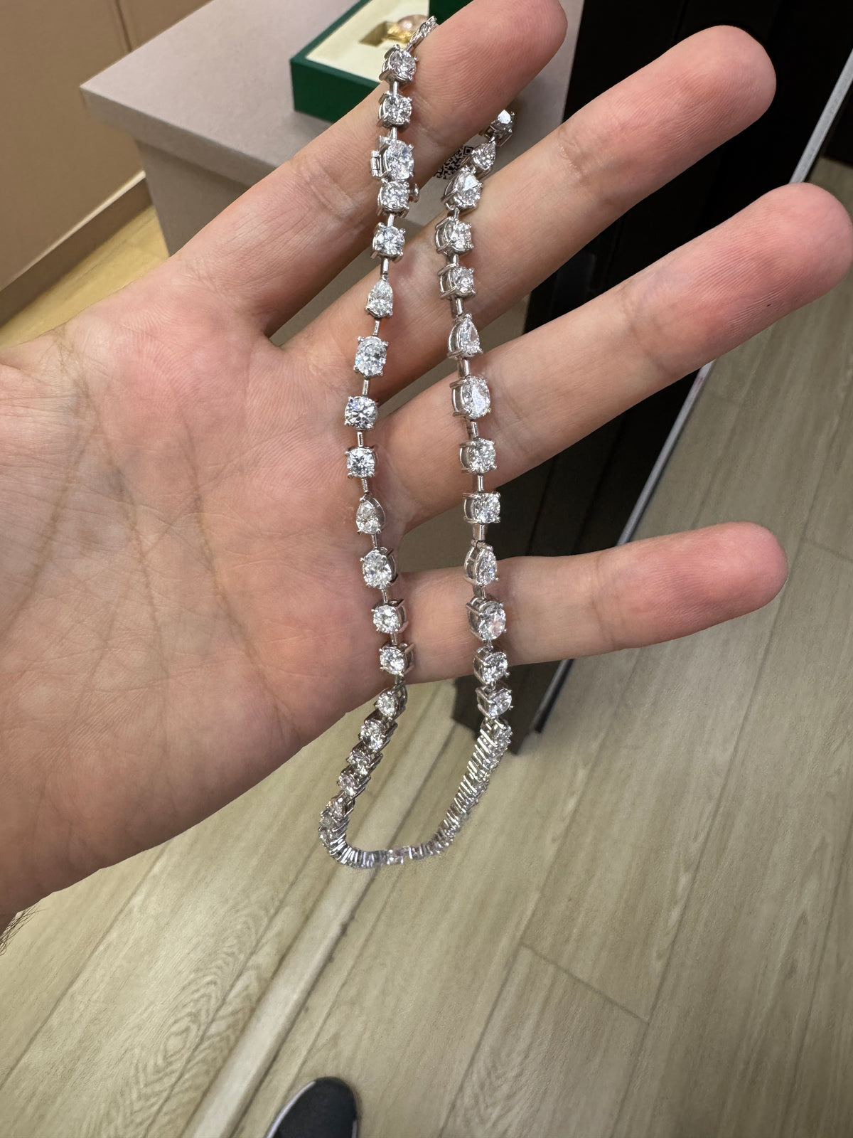 14k white gold lab chain