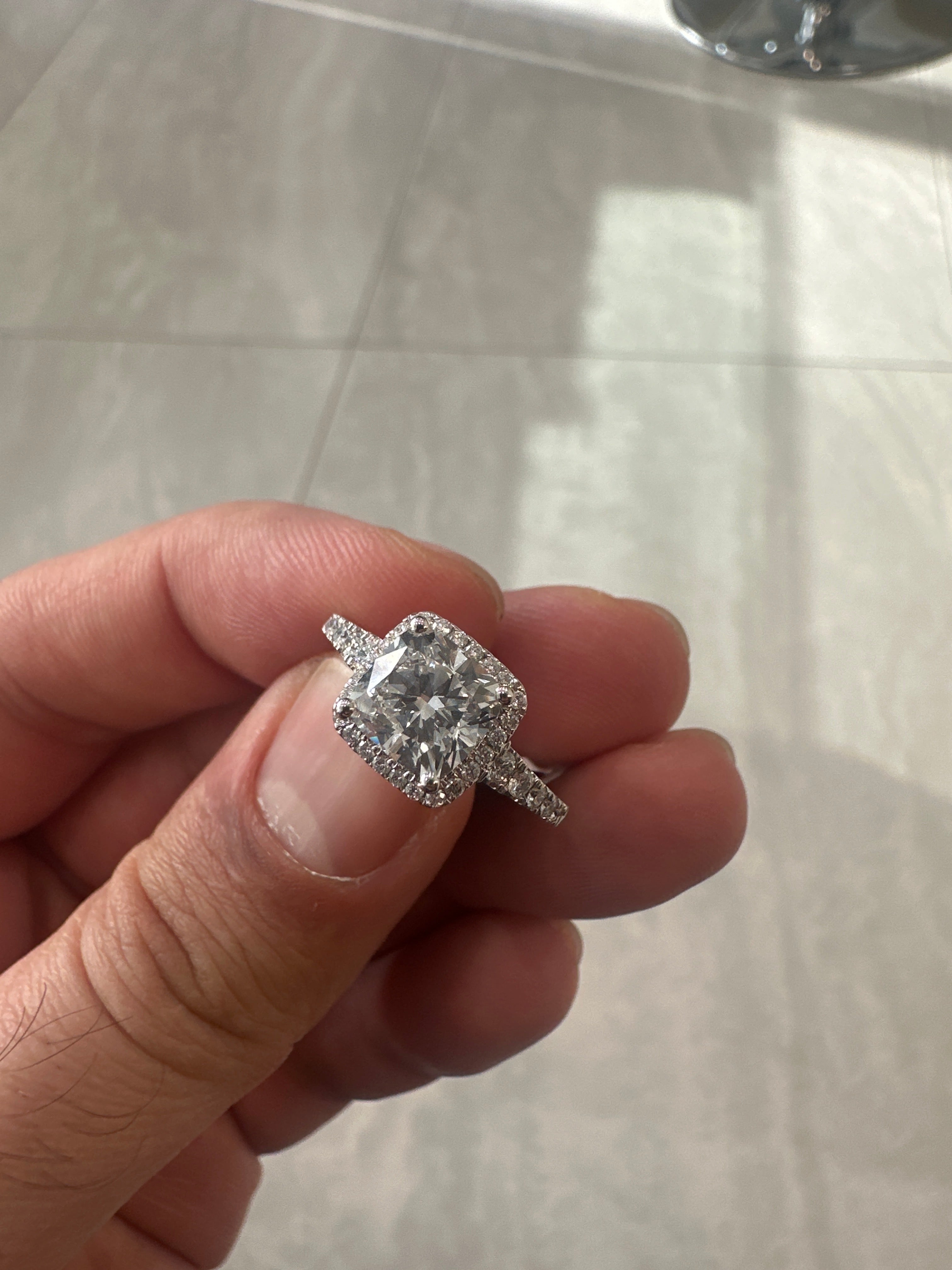 Diamond engagement ring 14k white gold 2.03ct center lab diamond