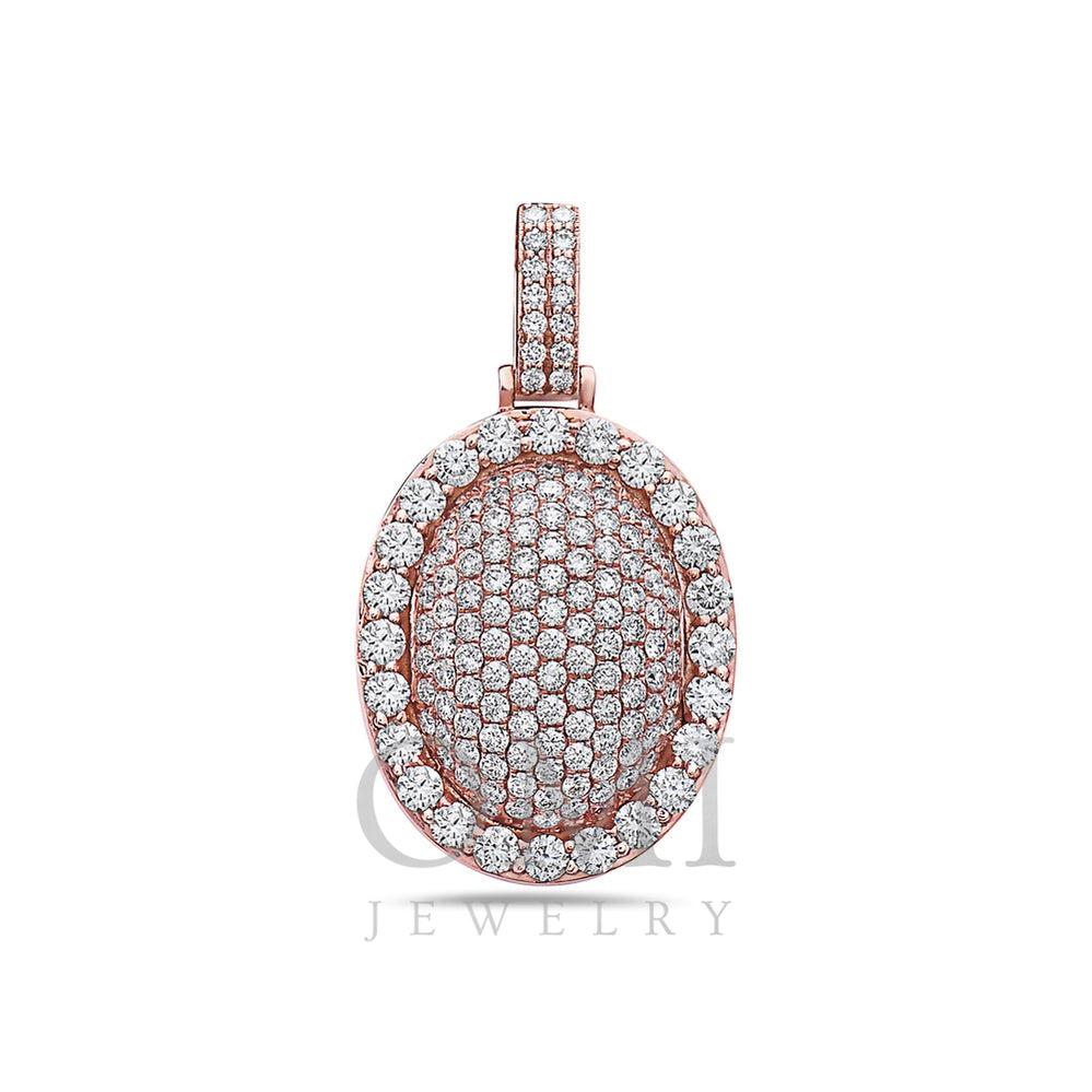 14K Gold Diamond Oval Pendant 3.30 CT