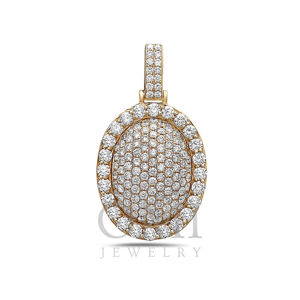 14K Gold Diamond Oval Pendant 3.30 CT