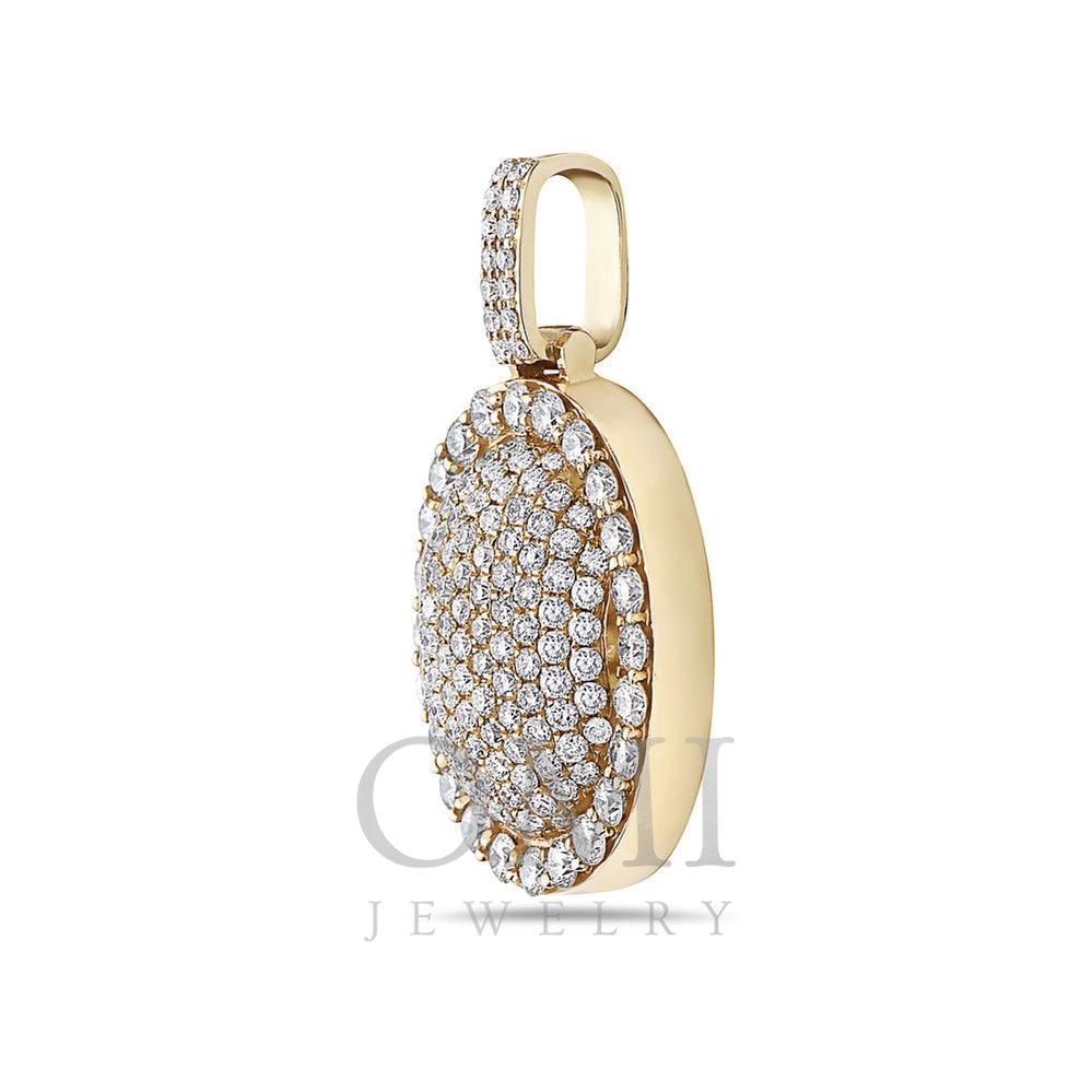 14K Gold Diamond Oval Pendant 3.30 CT