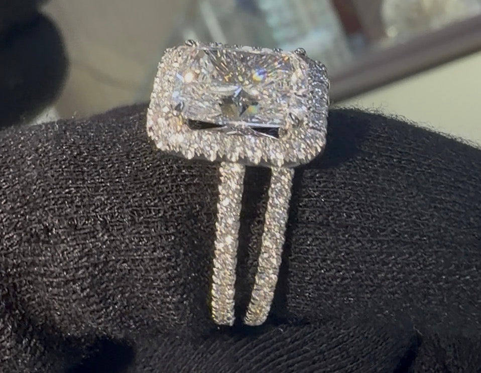4ct diamonds engagement ring lab certified with wedding band