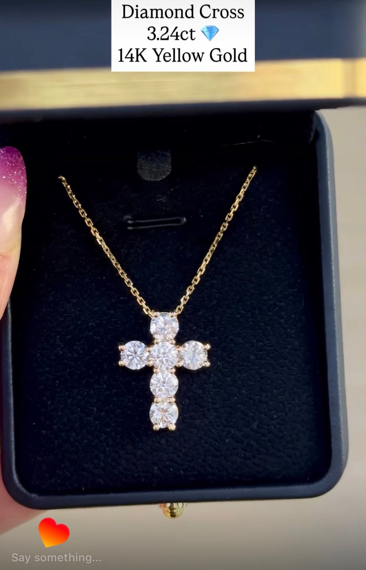 14k Lab diamond cross