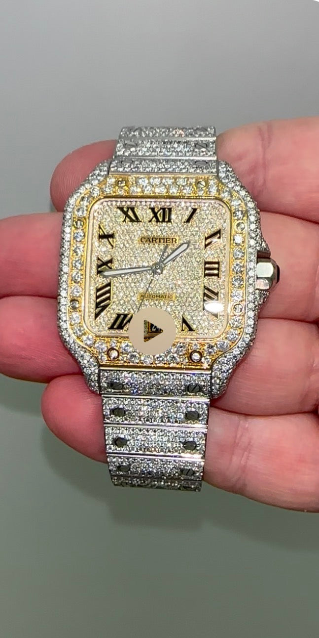 Diamond watch  two tone custom diamond work  41mm