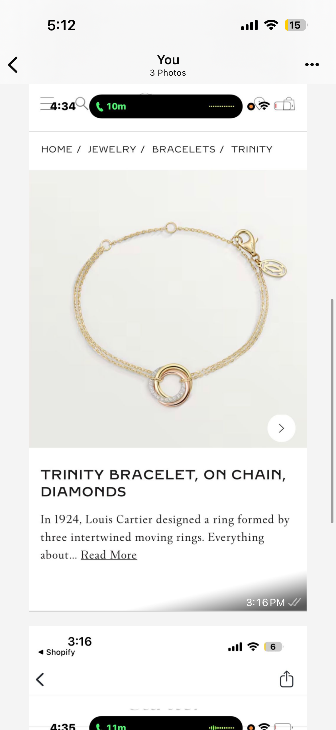 18k gold cufflinks trinity pendant and bracelet