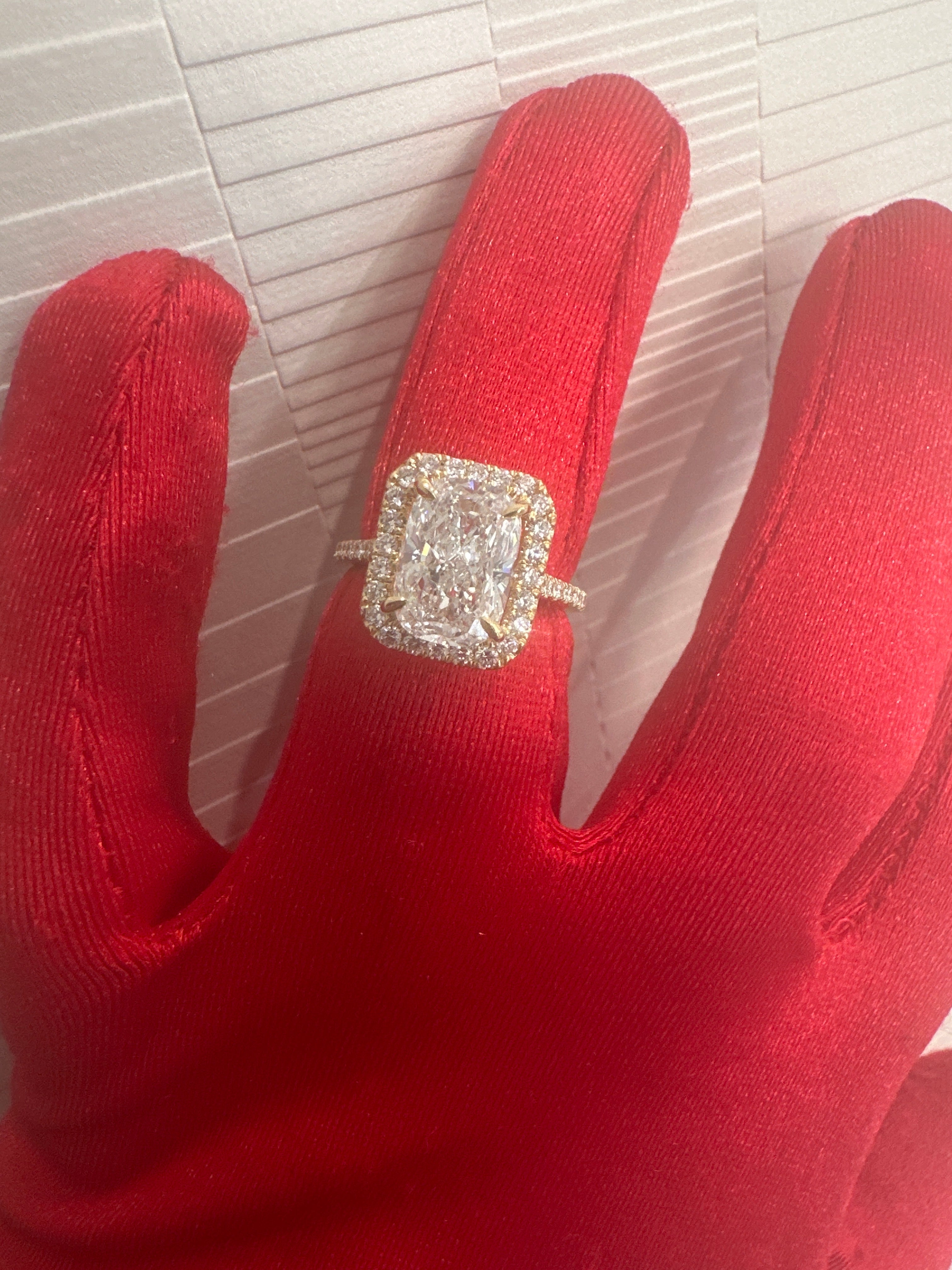 3.07 ct center stone lab engagement ring 18k yellow gold with wedding band