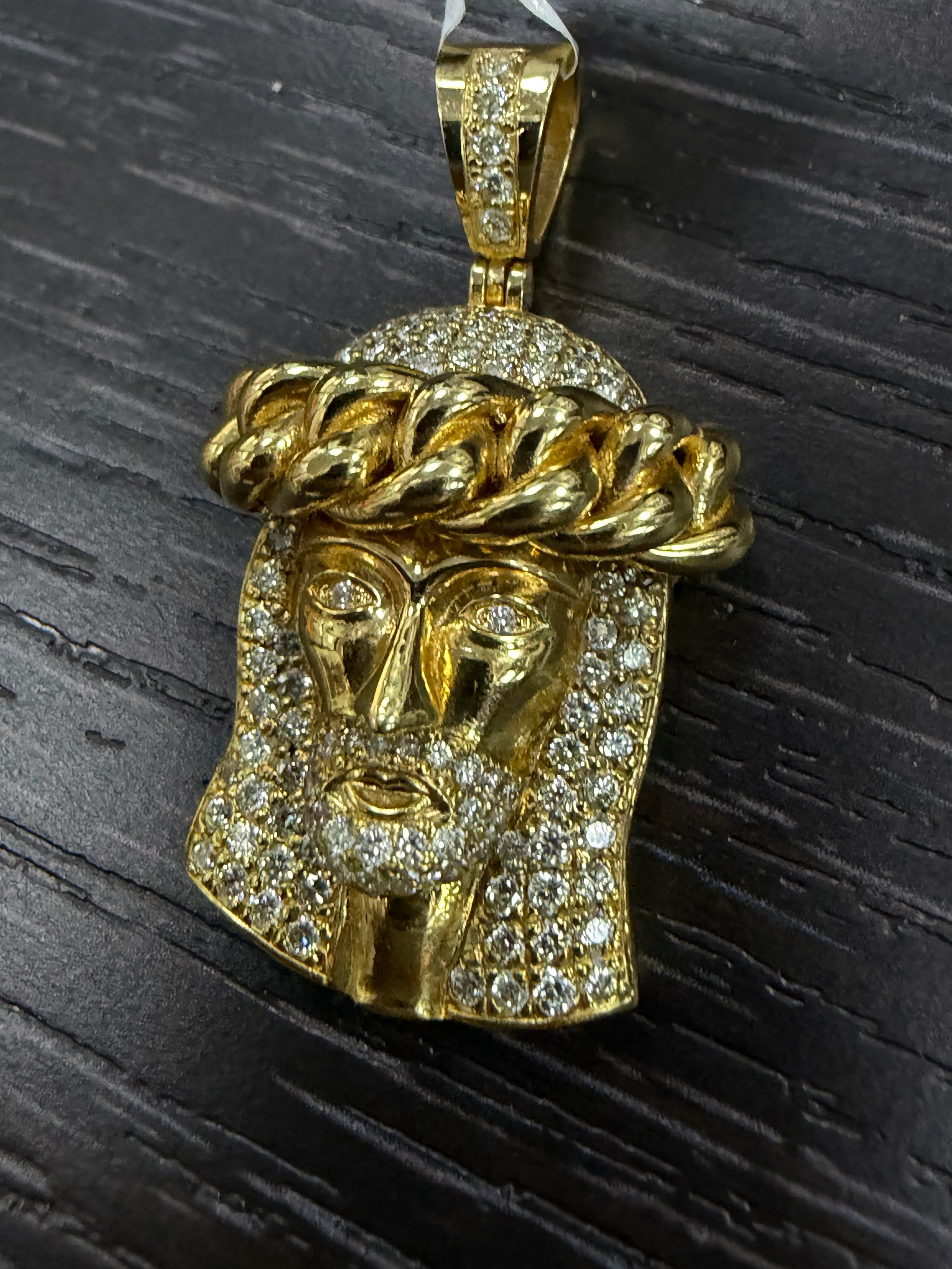 Jesus pendant solid 1.25 inch diamonds