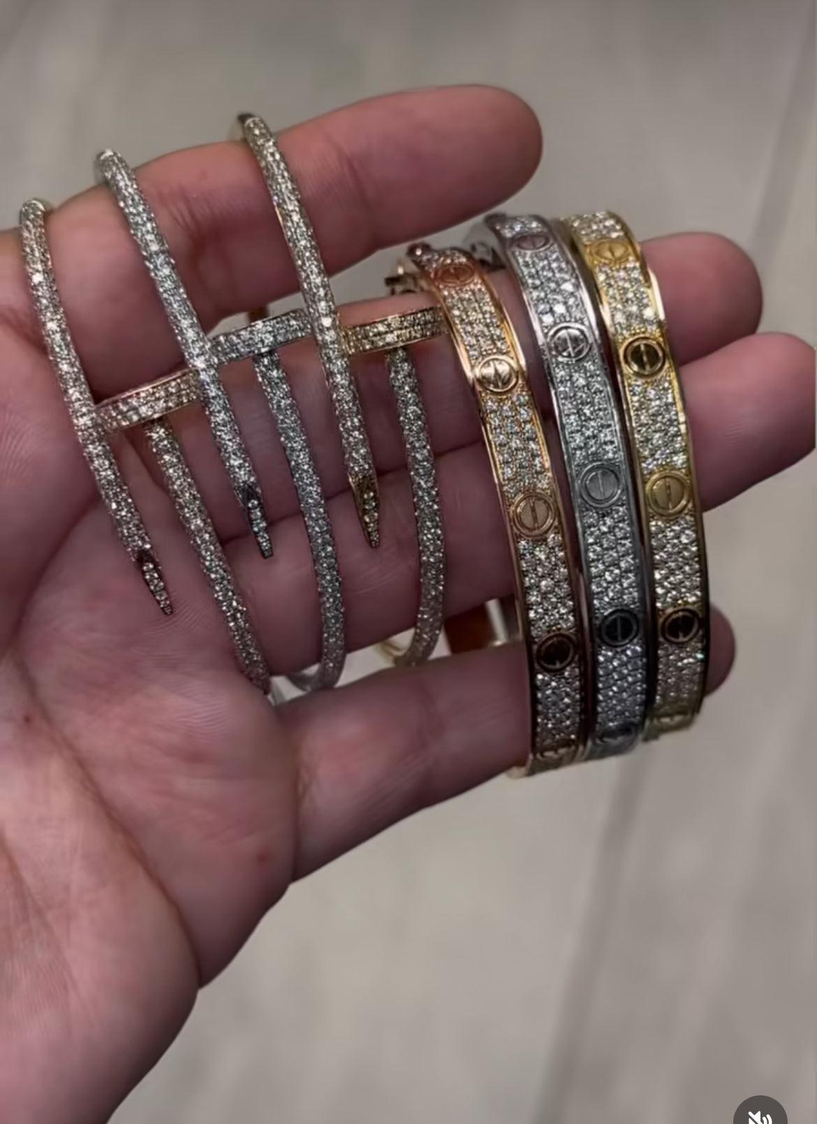 18k love and nail bracelt all diamond size 19