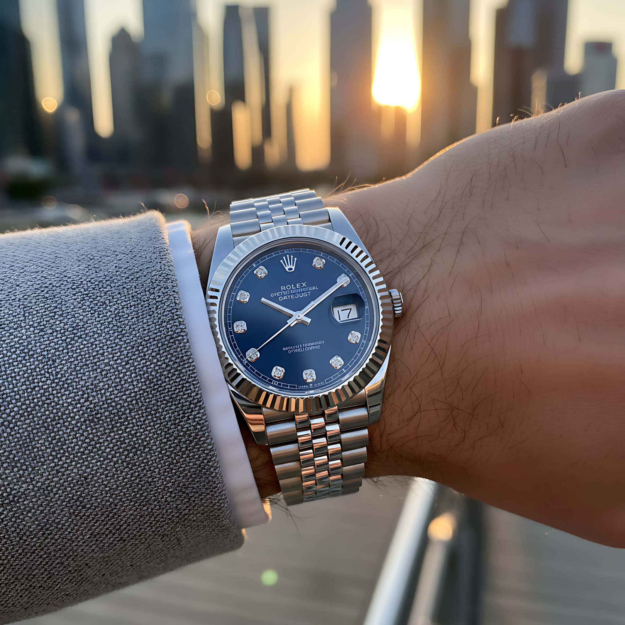 ROLEX DATEJUST 41MM 126334 BLUE DIAMOND DIAL FLUTED BEZEL JUBILEE BRACELET