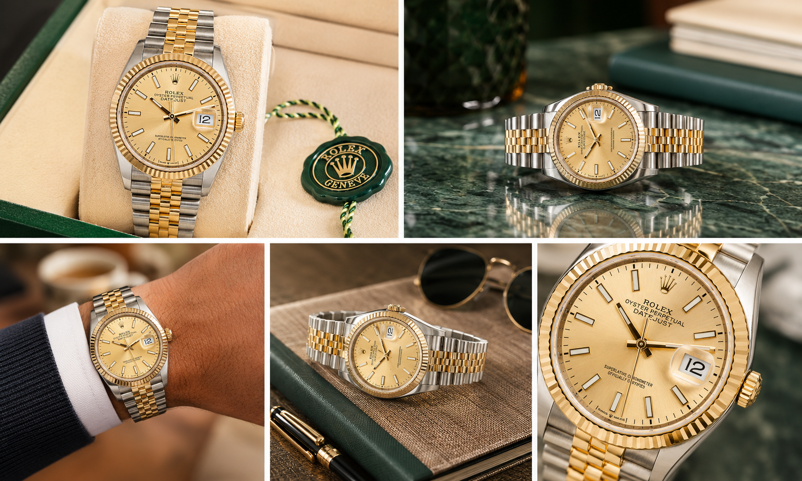 ROLEX DATEJUST 36MM 126233 CHAMPAGNE INDEX DIAL FLUTED BEZEL JUBILEE BRACELET