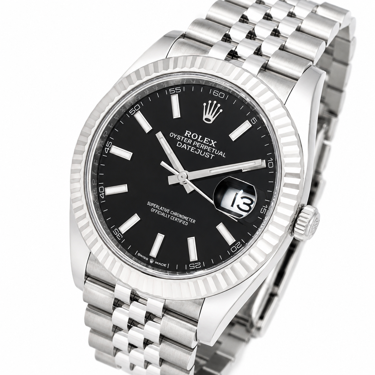 ROLEX DATEJUST 41MM 126334 BLACK INDEX DIAL FLUTED BEZEL JUBILEE BRACELET