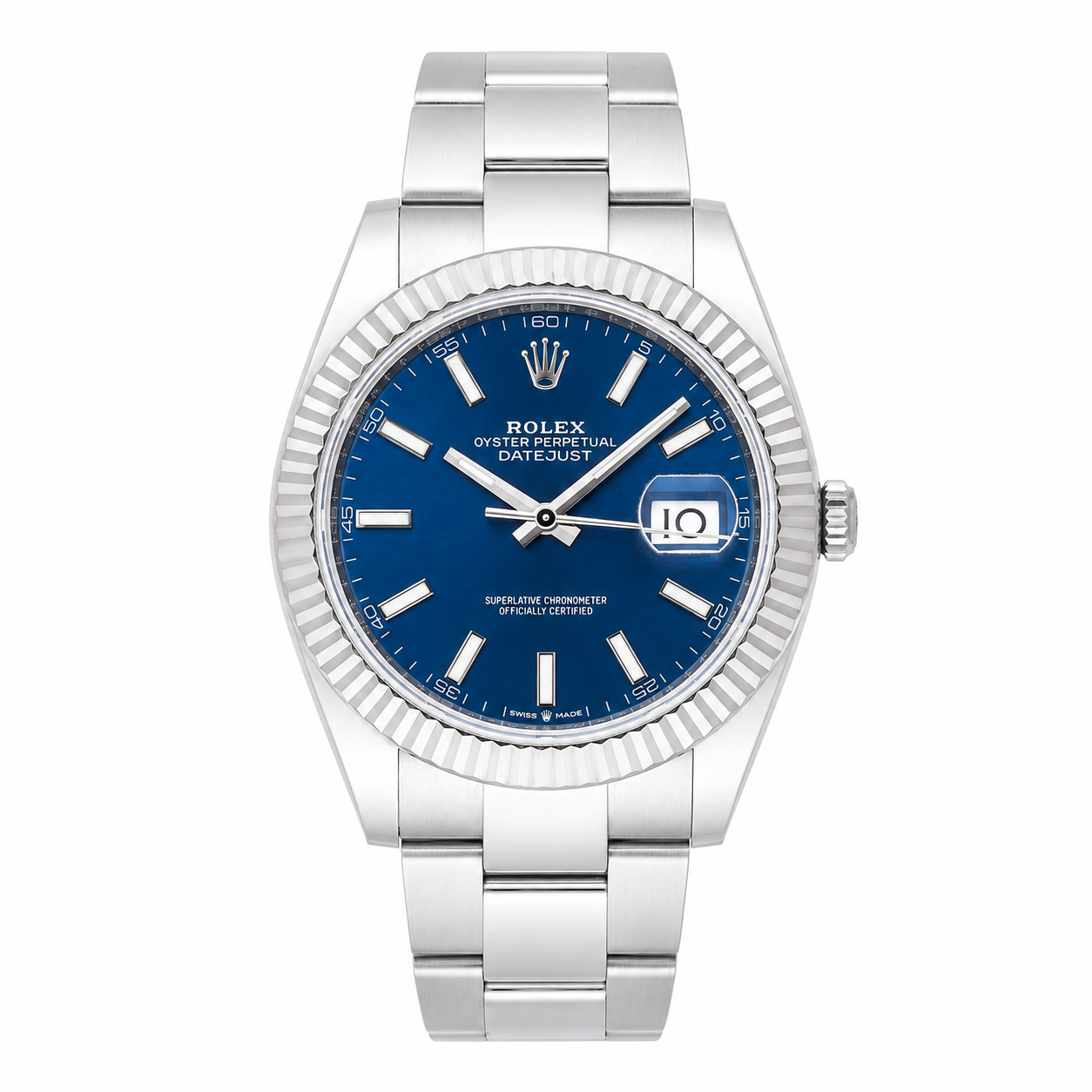 ROLEX DATEJUST 41MM 126334 BLUE INDEX DIAL FLUTED BEZEL OYSTER BRACELET