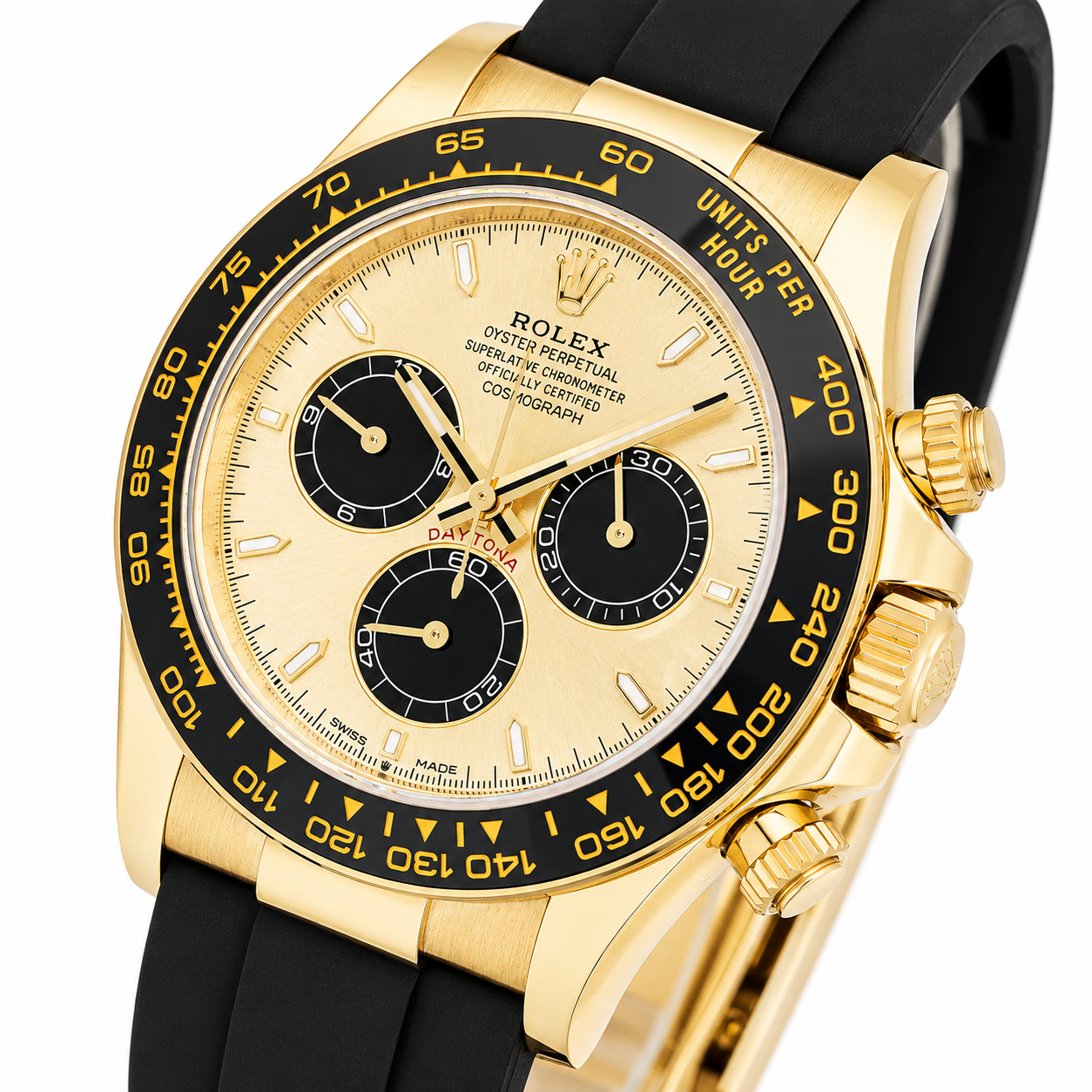 ROLEX DAYTONA "PICCACHU "40MM 126518LN CHAMPAGNE DIAL OYSTERFLEX STRAP YELLOW GOLD