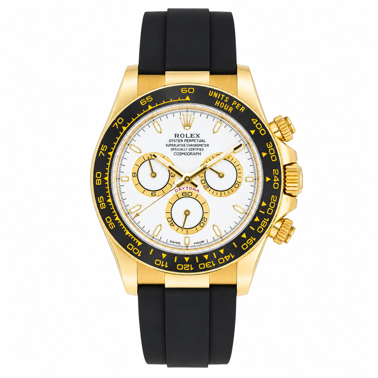 ROLEX DAYTONA 40MM 126518LN WHITE PANDA DIAL OYSTERFLEX STRAP YELLOW GOLD