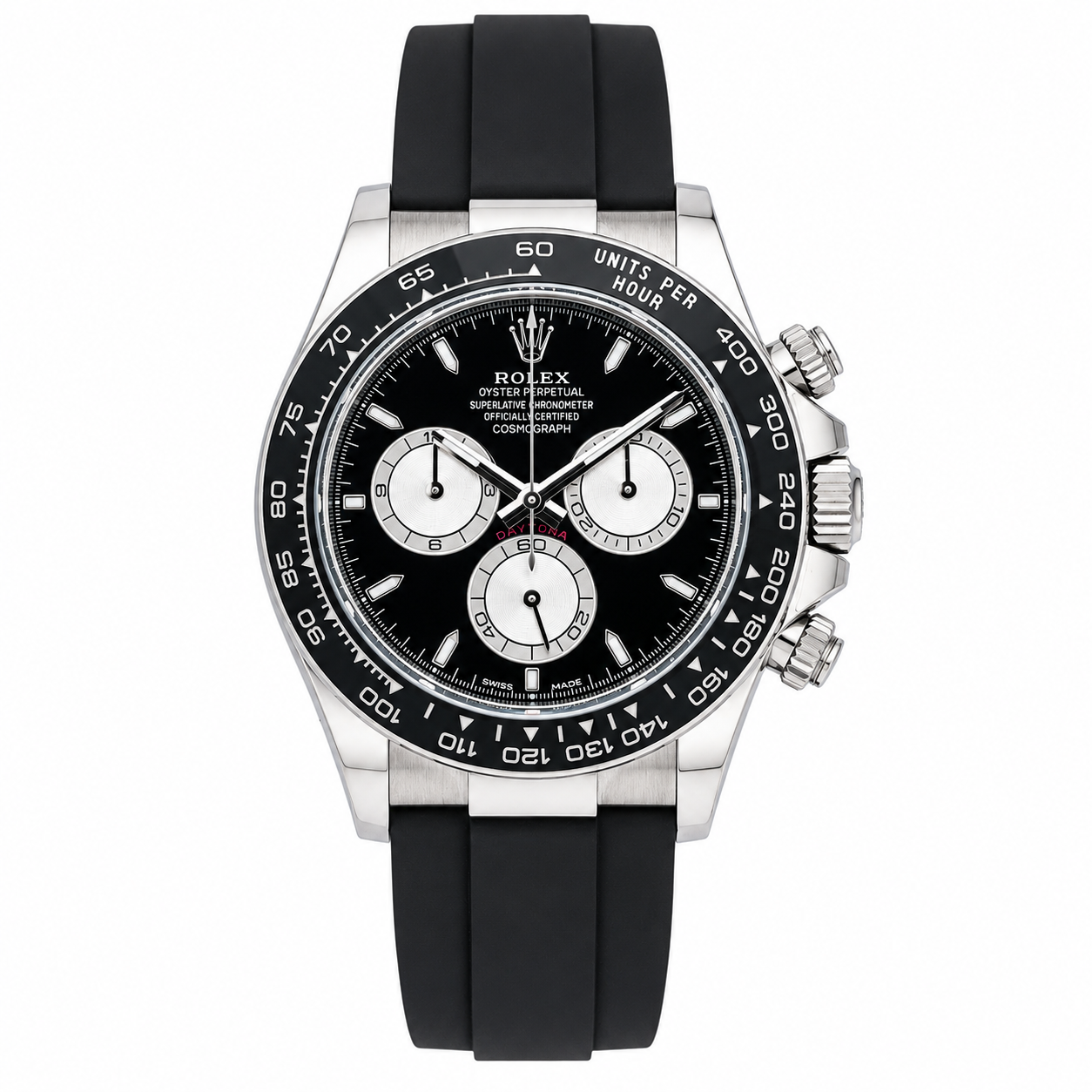 ROLEX DAYTONA 40MM 126519LN BLACK DIAL OYSTERFLEX STRAP WHITE GOLD